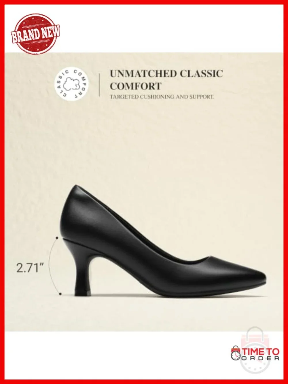 Dream Pairs Women Kitten Heel Pointed Toe Pump Arch Support Memory Foam